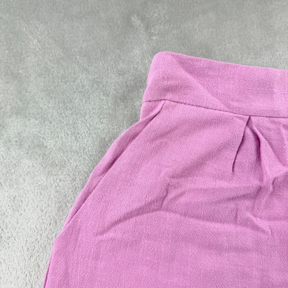 Altar'd State Pink Linen Blend Pleated Shorts Women's Small Lilac